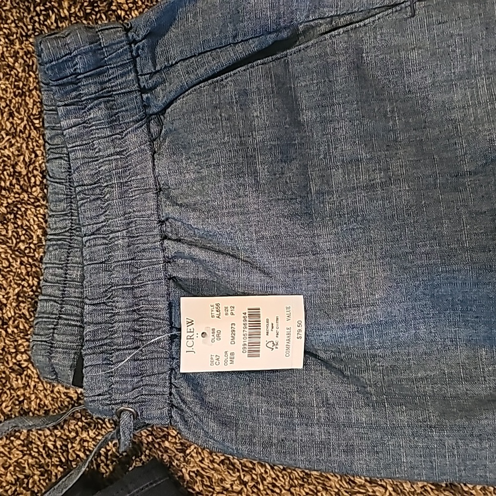 NWT~ J. Crew Chambray Drawstring Pant